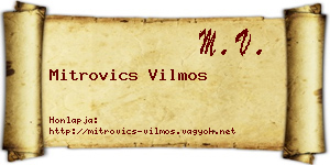 Mitrovics Vilmos névjegykártya